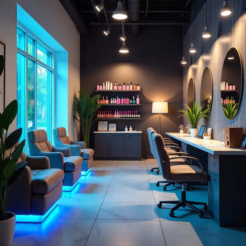 Intérieur du Studio Klaw, salon de nail art moderne